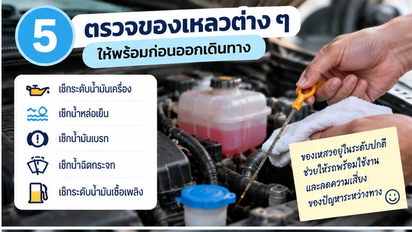 ตรวจระดับของเหลวตามคู่มือรถ