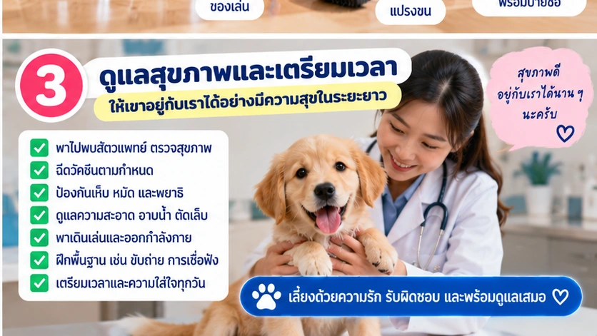 ดูแลสุขภาพสุนัขและเตรียมพบสัตวแพทย์ตามความเหมาะสม