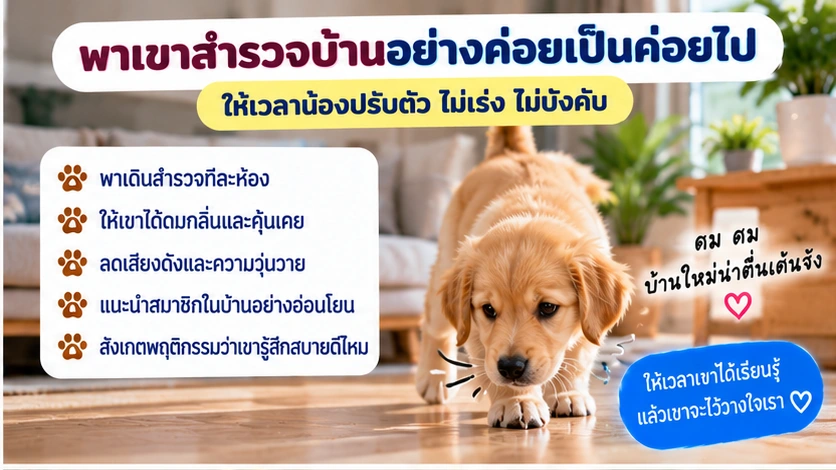 พาสุนัขสำรวจบ้านอย่างค่อยเป็นค่อยไป