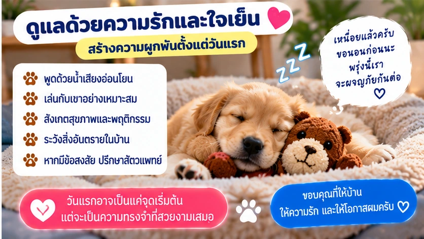 ดูแลสุนัขด้วยความรักและใจเย็นในวันแรก
