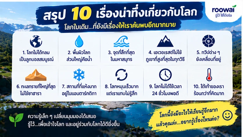 สรุป 10 เรื่องน่าทึ่งเกี่ยวกับโลก
