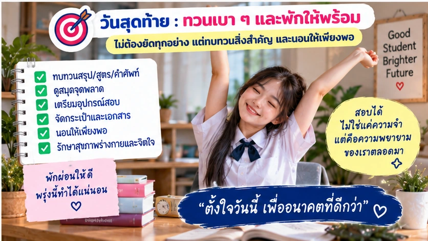 วันสุดท้ายทบทวนเบา ๆ และพักให้พร้อม