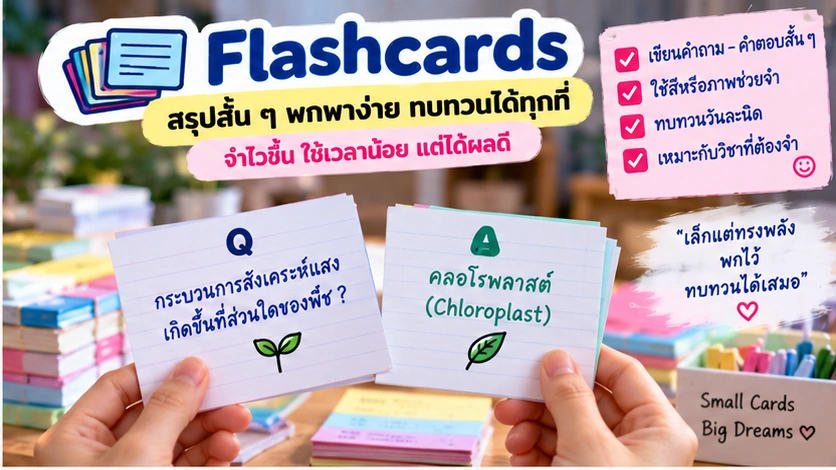 ใช้แฟลชการ์ดช่วยทบทวนก่อนสอบ