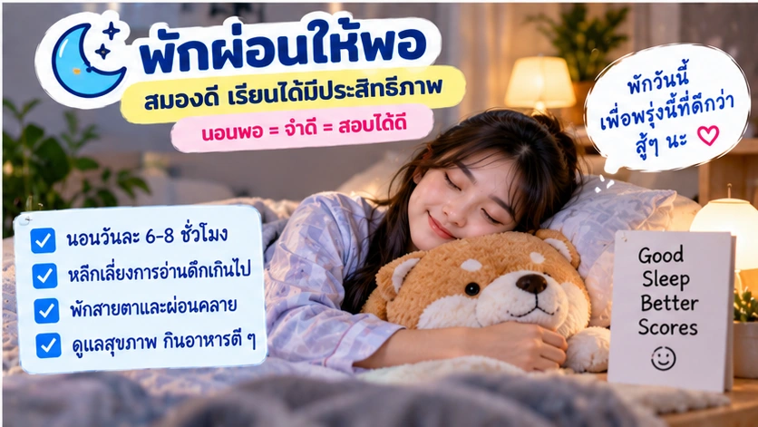 พักผ่อนและนอนให้เพียงพอก่อนวันสอบ