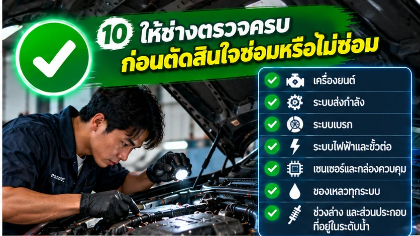 ให้ช่างตรวจรถน้ำท่วมครบก่อนตัดสินใจซ่อม