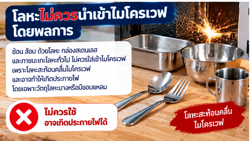 โลหะไม่ควรนำเข้าไมโครเวฟโดยพลการ