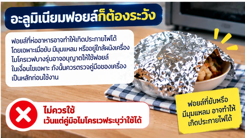 อะลูมิเนียมฟอยล์ต้องระวังเมื่อใช้กับไมโครเวฟ