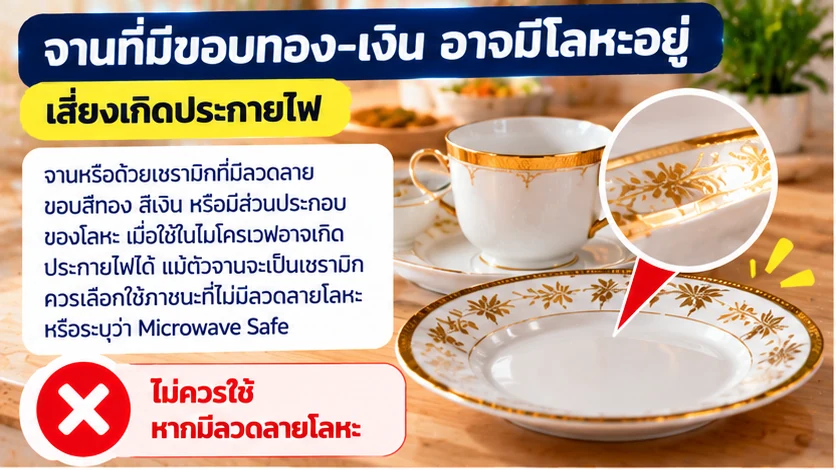 จานขอบทองขอบเงินอาจมีโลหะ