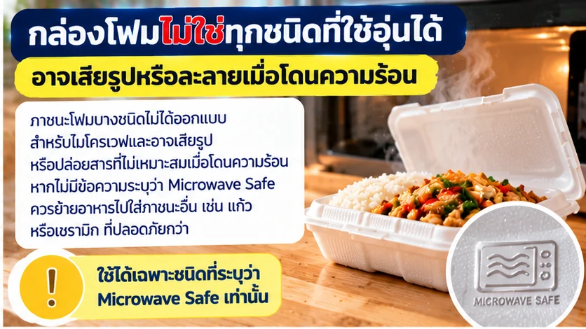 กล่องโฟมต้องตรวจว่าใช้กับไมโครเวฟได้หรือไม่