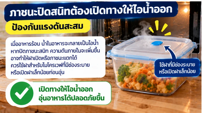 ภาชนะปิดสนิทต้องมีทางระบายไอน้ำ