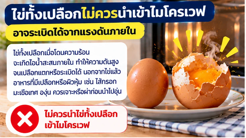 ระวังภาชนะร้อนและไอน้ำหลังอุ่นไมโครเวฟ