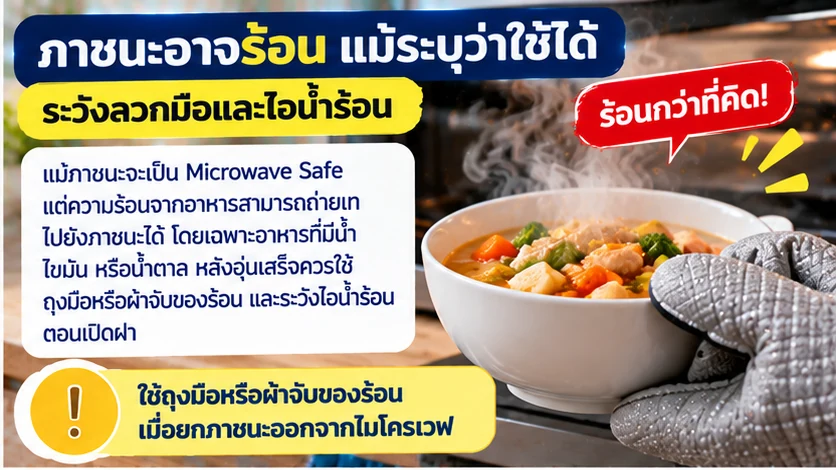 ถ้าไม่แน่ใจให้เปลี่ยนภาชนะก่อนใช้ไมโครเวฟ