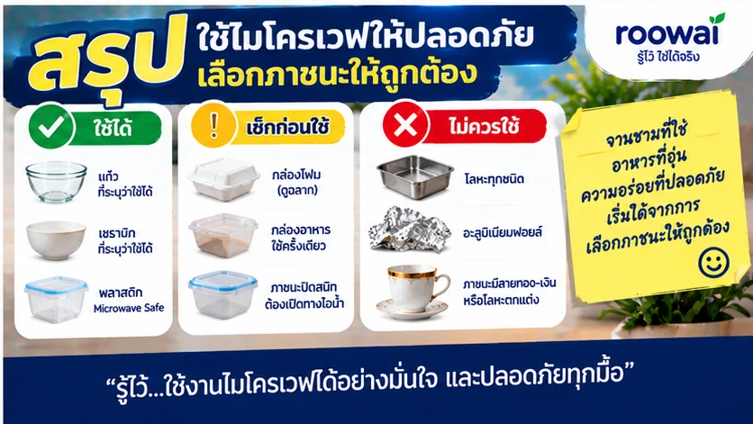 สรุปการเลือกภาชนะใช้ไมโครเวฟอย่างปลอดภัย
