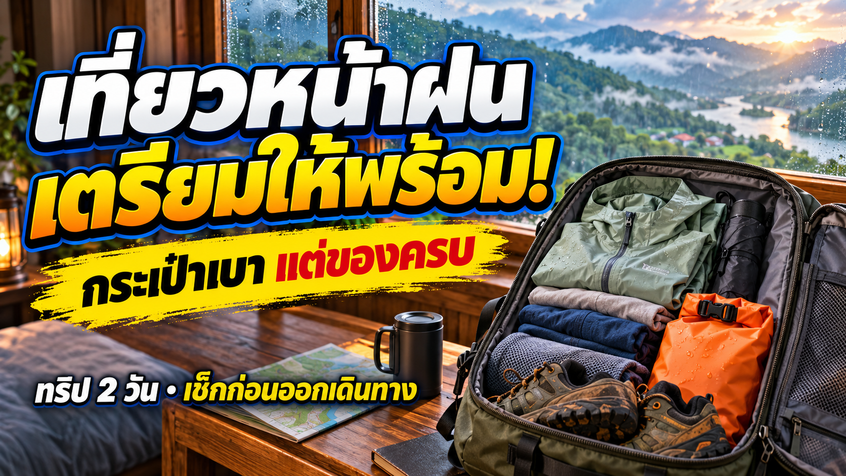 เที่ยวหน้าฝน 2 วัน เตรียมอะไรบ้าง? เช็กลิสต์กระเป๋าและแผนสำรองก่อนเดินทาง