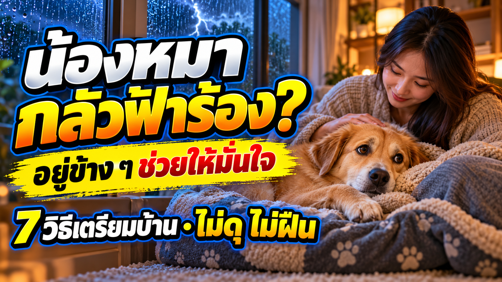 สุนัขกลัวฟ้าร้องทำอย่างไร? 7 วิธีเตรียมบ้านและอยู่ข้าง ๆ โดยไม่ดุหรือฝืน