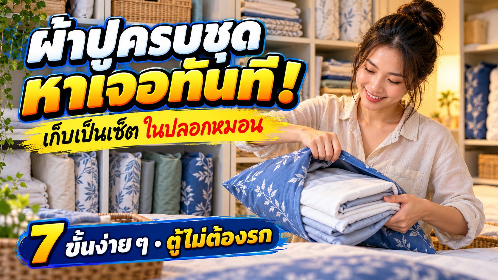 ผ้าปูครบชุด หาเจอทันที: ไลฟ์แฮคเก็บเครื่องนอนในปลอกหมอน