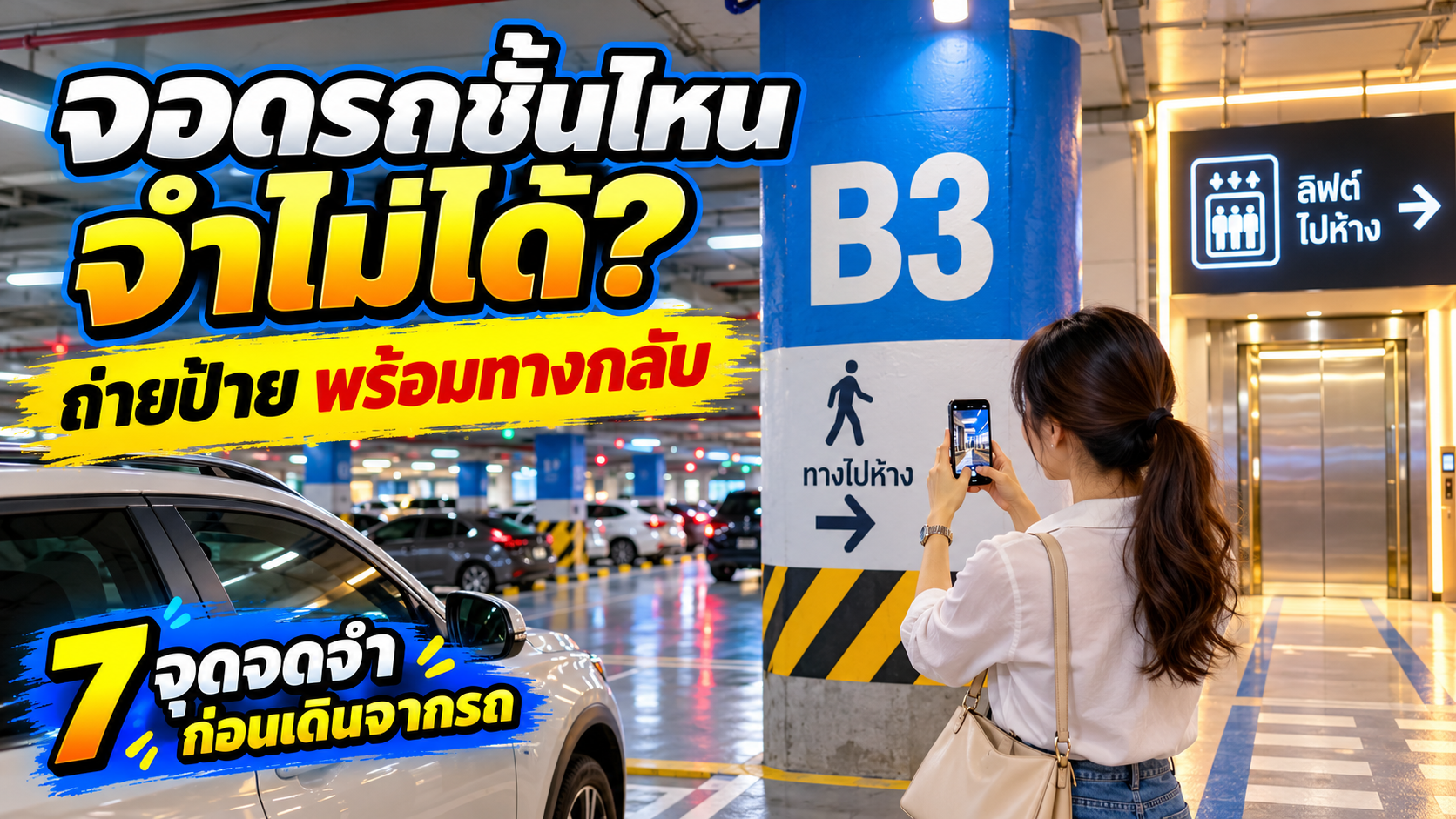 จอดรถชั้นไหน จำไม่ได้? ไลฟ์แฮคถ่ายป้ายพร้อมทางกลับก่อนเดินจากรถ