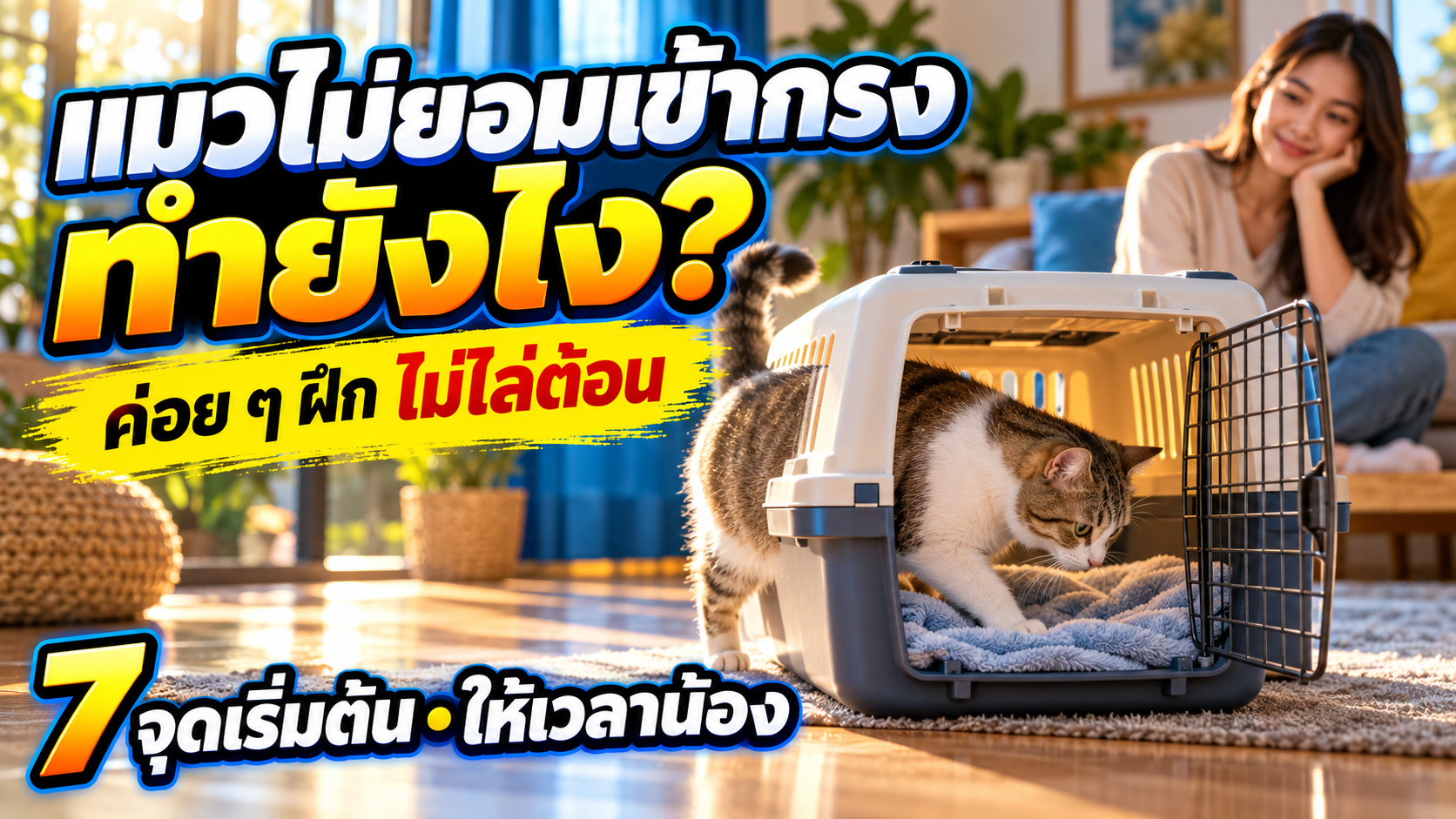 แมวไม่ยอมเข้ากรงทำยังไง? 7 จุดเริ่มฝึกให้คุ้นโดยไม่ไล่ต้อน