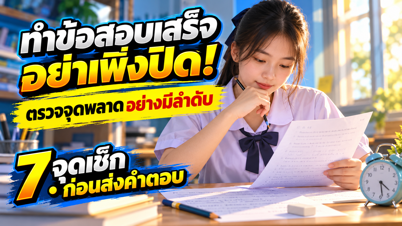 ทำข้อสอบเสร็จอย่าเพิ่งปิด: 7 จุดตรวจคำตอบอย่างมีลำดับก่อนส่ง