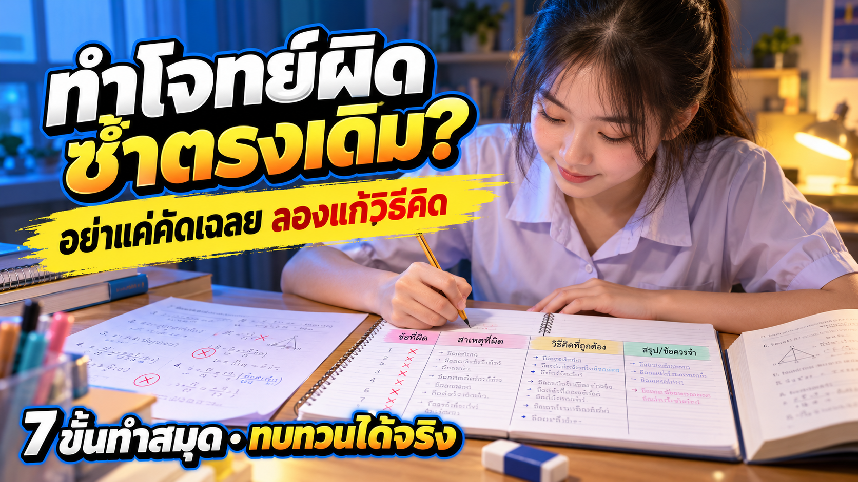 ทำโจทย์ผิดซ้ำตรงเดิม? 7 ขั้นทำสมุดข้อผิดพลาดให้ใช้ทบทวนได้