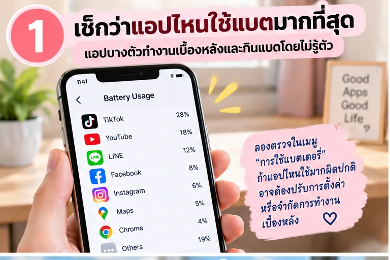 เช็กว่าแอปไหนใช้แบตเตอรี่มากที่สุด