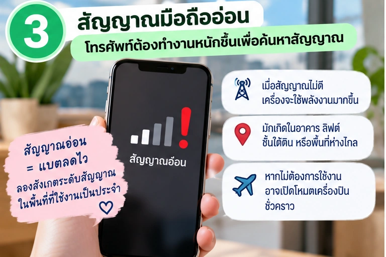 สัญญาณมือถืออ่อนอาจทำให้ใช้พลังงานมากขึ้น