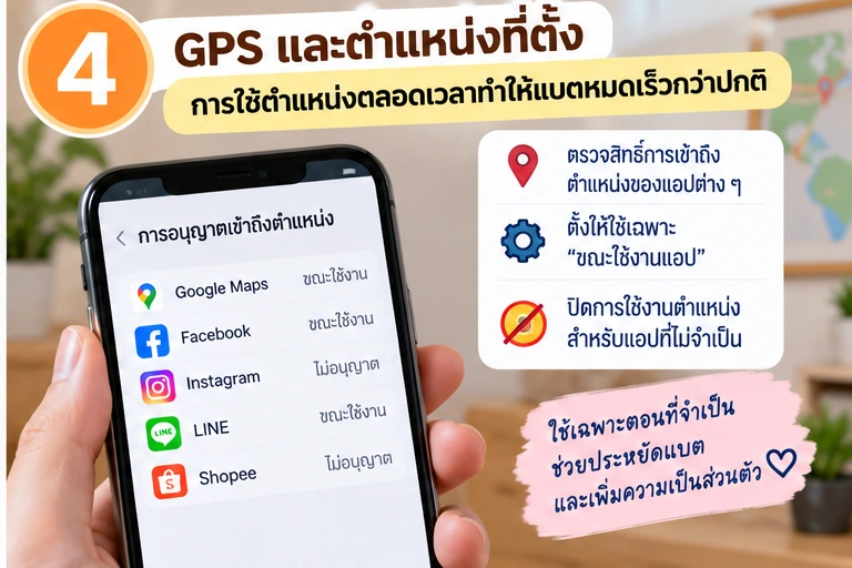 ตรวจสิทธิ์ GPS และตำแหน่งที่ตั้ง