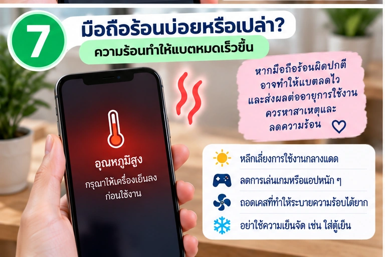 มือถือร้อนบ่อยอาจทำให้แบตลดเร็ว