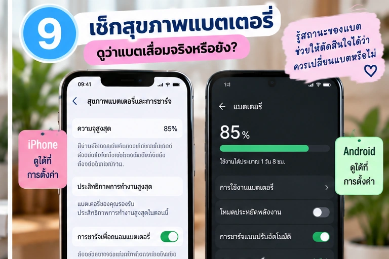 เช็กสุขภาพแบตเตอรี่จากระบบของเครื่อง