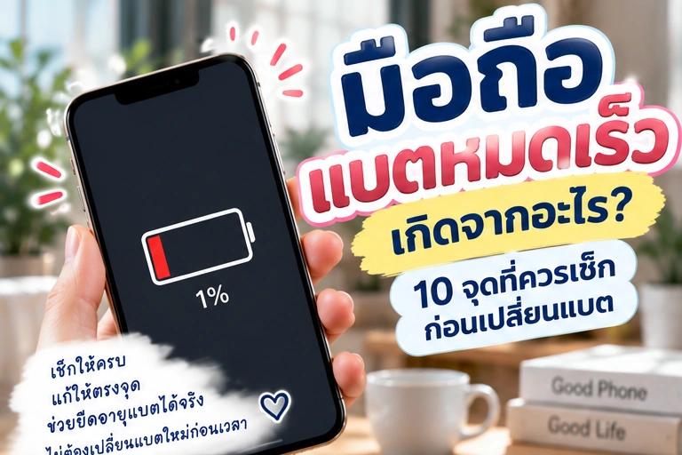 มือถือแบตหมดเร็วเกิดจากอะไร? 10 จุดที่ควรเช็กก่อนเปลี่ยนแบต