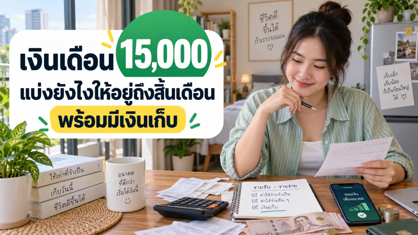 เงินเดือน 15,000 แบ่งยังไงให้อยู่ถึงสิ้นเดือนและมีเงินเก็บ