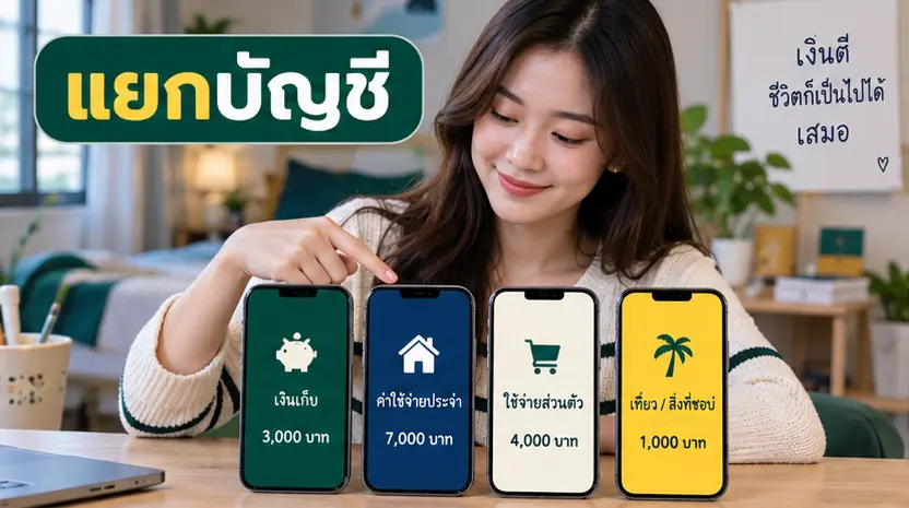 แยกบัญชีสำหรับเงินออม ค่าใช้จ่ายประจำ และค่าใช้จ่ายส่วนตัว