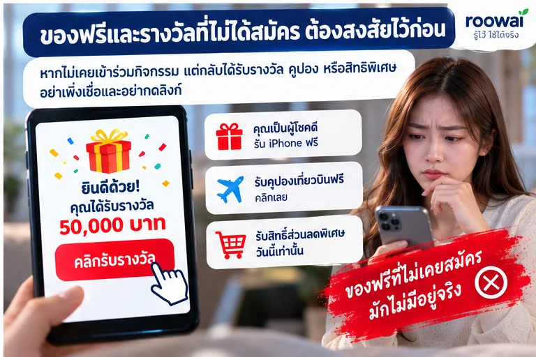ของฟรีและรางวัลที่ไม่ได้สมัครควรสงสัยไว้ก่อน