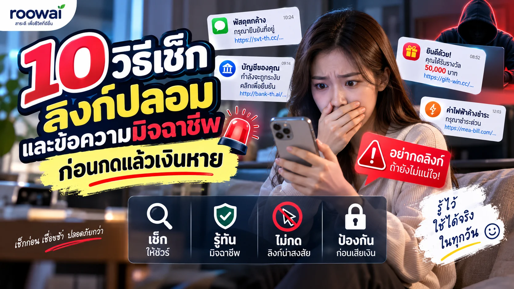 10 วิธีเช็กลิงก์ปลอมและข้อความมิจฉาชีพ ก่อนกดแล้วเงินหาย
