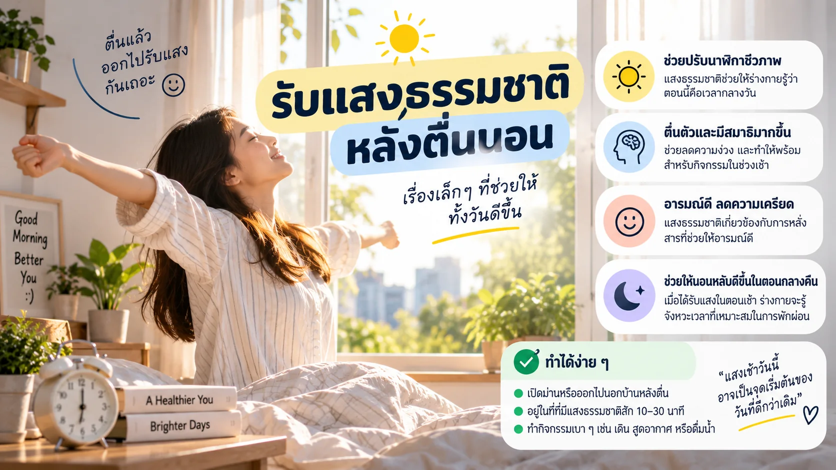 รับแสงธรรมชาติหลังตื่นนอน