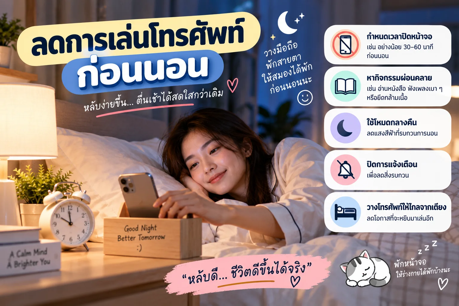 ลดการเล่นโทรศัพท์ก่อนนอน