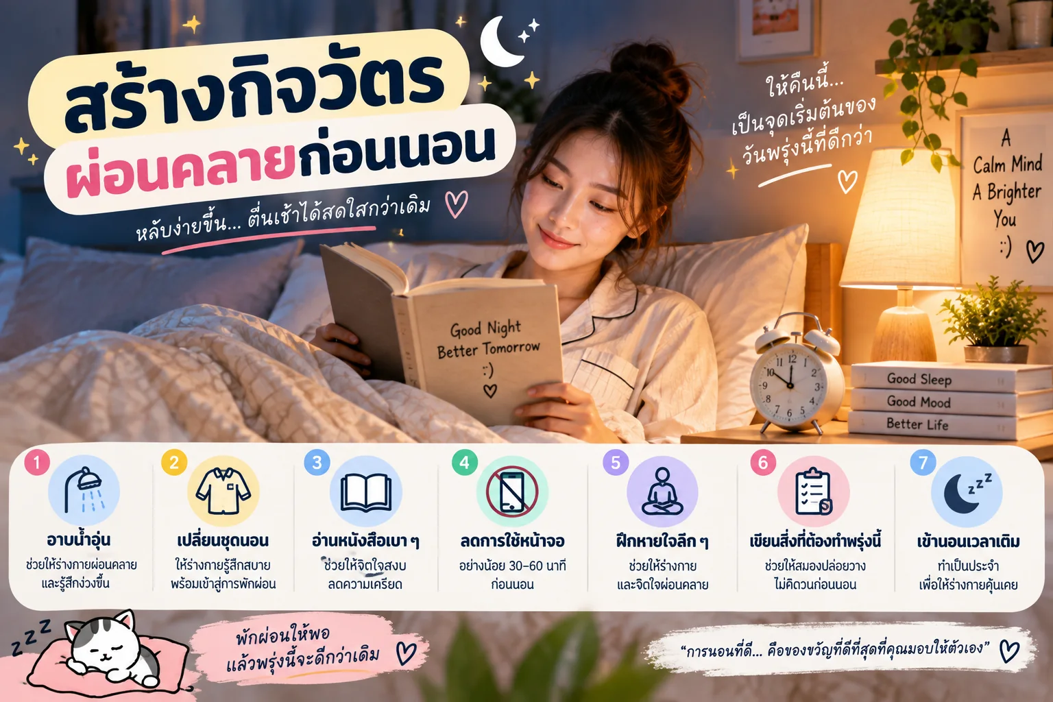สร้างกิจวัตรผ่อนคลายก่อนนอน