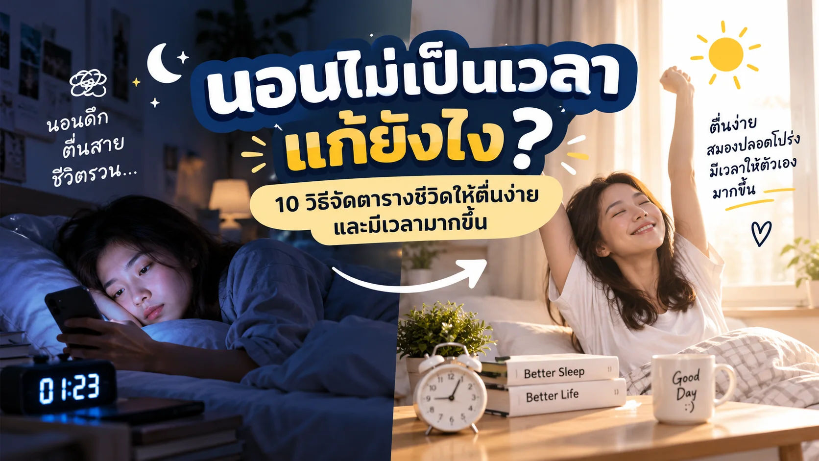 นอนไม่เป็นเวลา แก้ยังไง? 10 วิธีจัดตารางชีวิตให้ตื่นง่าย และมีเวลามากขึ้น