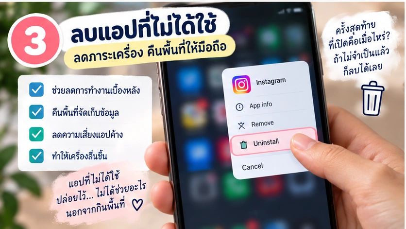 ลบแอปที่ไม่ได้ใช้เพื่อลดภาระเครื่อง
