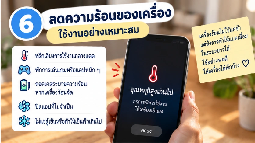 ลดความร้อนของมือถือและพักการใช้งานหนัก