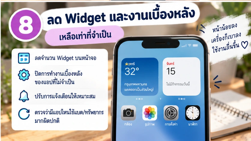 ลด Widget และงานเบื้องหลังที่ไม่จำเป็น