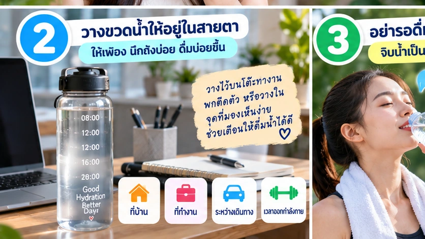 วางขวดน้ำในจุดที่มองเห็นง่าย