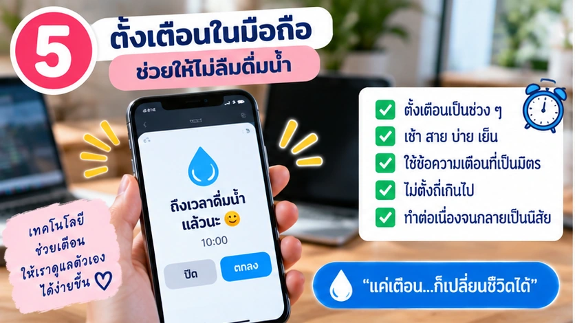 ใช้มื้ออาหารเป็นตัวเตือนให้ดื่มน้ำ