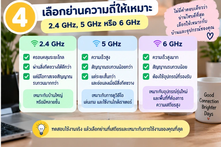 เลือกย่านความถี่ 2.4 GHz, 5 GHz หรือ 6 GHz ให้เหมาะ